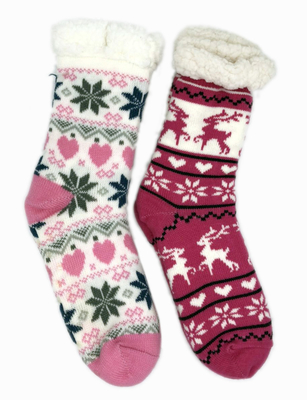 Double Layer Jacquard Soft Cozy Socks Snowflake Ladies Indoor Socks