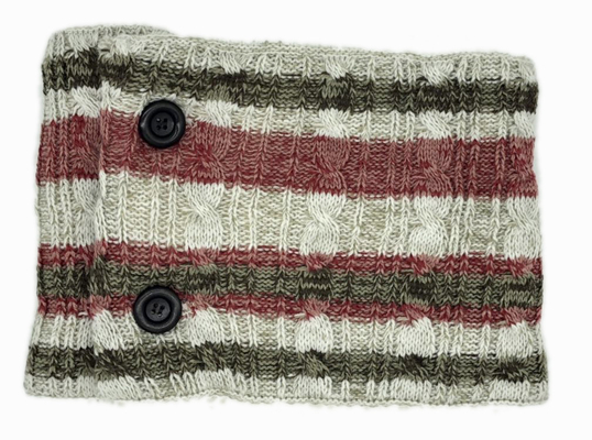 Melange Cable Fleece Layer Scarves Ladies Muffler Scarf With Button Decoration