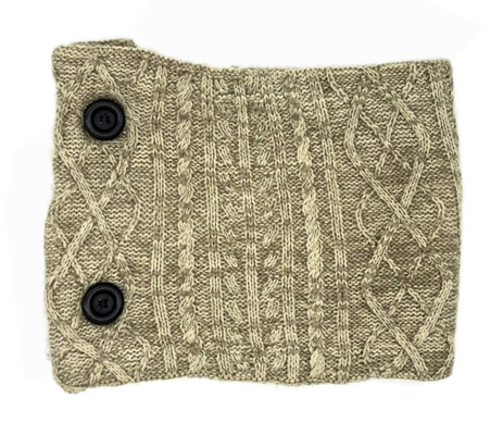 Melange Cable Fleece Layer Scarves Ladies Muffler Scarf With Button Decoration