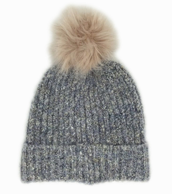 Melange Color Shinny Yarn Popular Knit Hats With Big Pompom