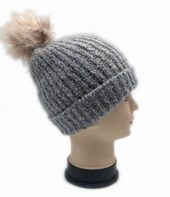 Melange Color Shinny Yarn Popular Knit Hats With Big Pompom