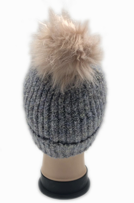 Melange Color Shinny Yarn Popular Knit Hats With Big Pompom