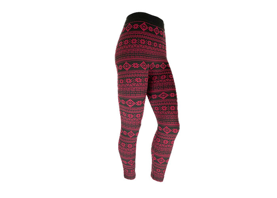 Snowflake Burgundy Black Color Womens Fleece Lined Leggings 97 Polyester 3 Spandex