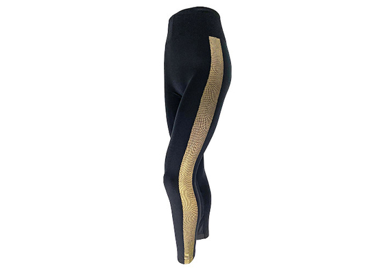 High Waist Golden Side Panel Brushed Leggings Fleece Lined Legging