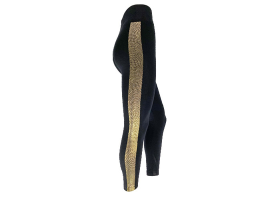 High Waist Golden Side Panel Brushed Leggings Fleece Lined Legging