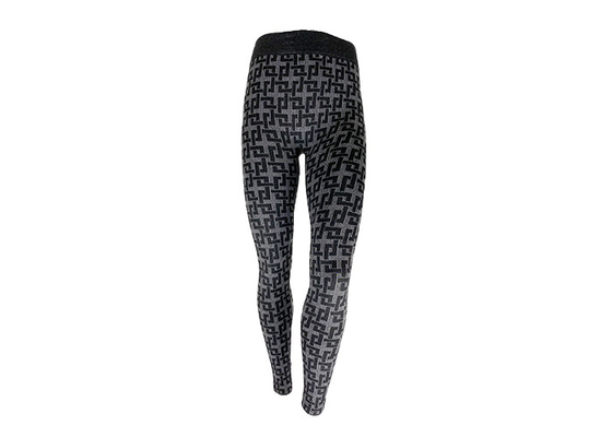 Women Flat Knit Seamless Patterned Yoga Pants 65% Polyester 5% Spandex