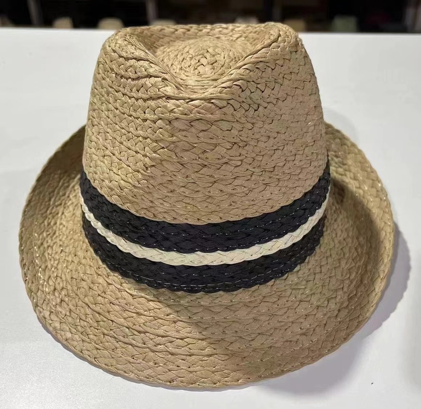 Wide Brim Straw Hat with Ribbon Detail for Sun Protection
