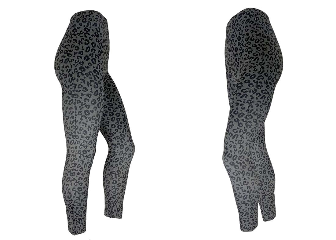 Fitness Yoga Wear High Waist Leopard Patterned Yoga Leggings Black And Grey