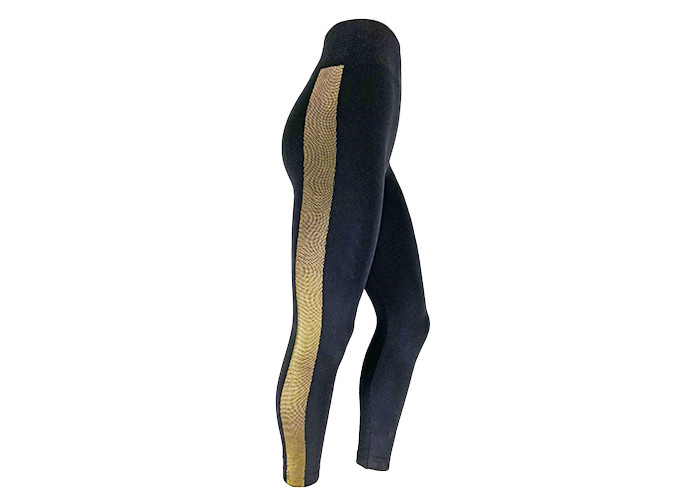 High Waist Golden Side Panel Brushed Leggings Fleece Lined Legging